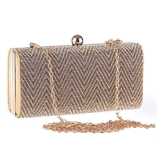

Women's Crystals / Chain Polyester Evening Bag Geometric Pattern Black / Gold / Silver