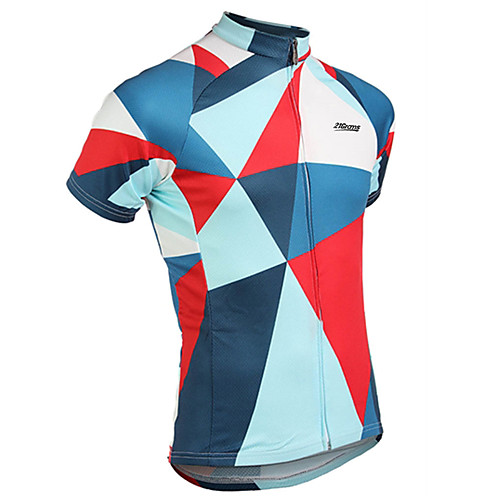 

21Grams Men's Short Sleeve Cycling Jersey Spandex RedBlue Plaid Checkered Solid Color Bike Jersey Top Mountain Bike MTB Road Bike Cycling UV Resistant Quick Dry Breathable Sports Clothing Apparel