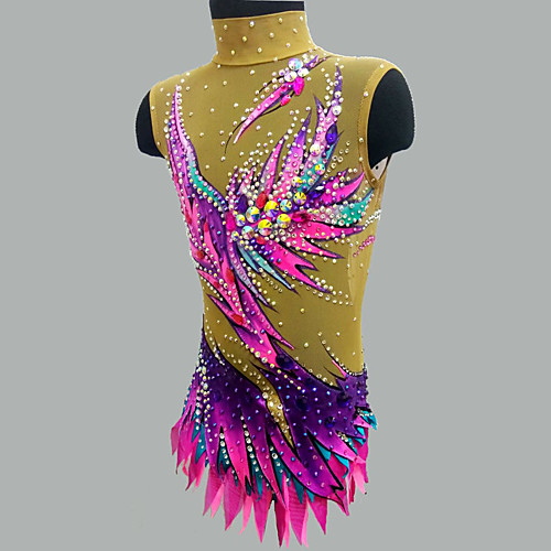 

21Grams Rhythmic Gymnastics Leotards Artistic Gymnastics Leotards Women's Girls' Kids Leotard Spandex High Elasticity Breathable Handmade Sleeveless Training Dance Rhythmic Gymnastics Artistic