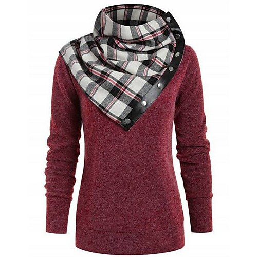 

Women's Sweatshirt Plaid Basic Fuchsia M L XL XXL