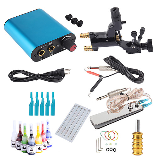 

Tattoo Machine Starter Kit - 1 pcs Tattoo Machines with tattoo inks, Antimicrobial, Professional, Kits Metal Power Supply Case Not Included Motor Tattoo Machine