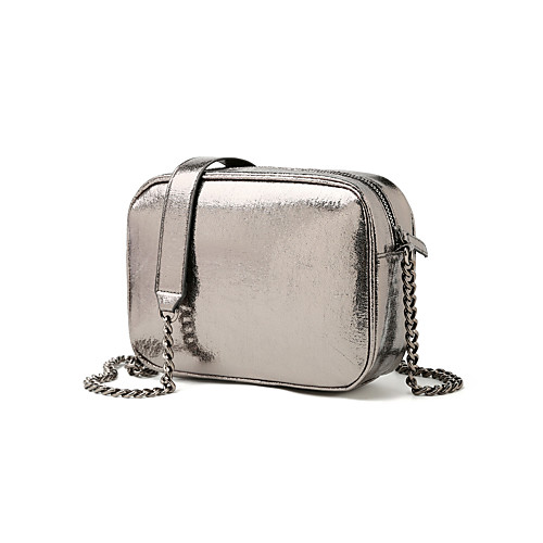

Women's Zipper PU Crossbody Bag Solid Color Silver