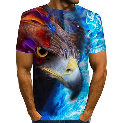 

Men's T shirt 3D Short Sleeve Daily Tops Basic Rainbow