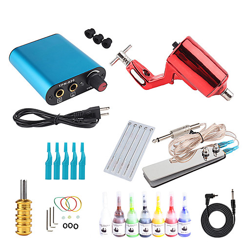 

Tattoo Machine Starter Kit - 1 pcs Tattoo Machines with tattoo inks, Antimicrobial, Professional, Kits Metal Power Supply Case Not Included Motor Tattoo Machine