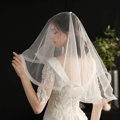 

Two-tier Sweet / Vintage Inspired Wedding Veil Shoulder Veils with Solid Tulle / Drop Veil