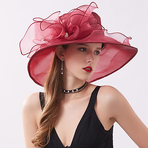 

Vintage Style Fashion Tulle / Organza Hats / Headwear with Bowknot / Flower / Trim 1 Piece Wedding / Outdoor Headpiece
