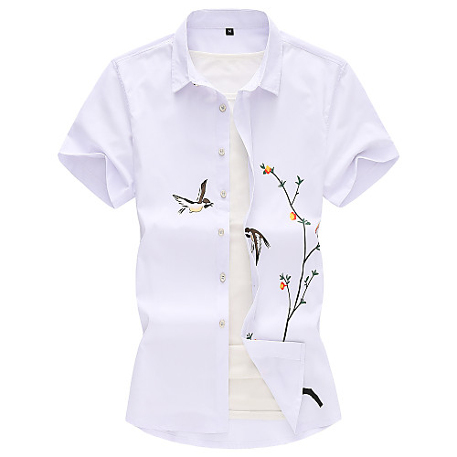 

Men's Shirt Solid Colored Floral 3D Short Sleeve Daily Tops Basic Elegant White Black Light Blue