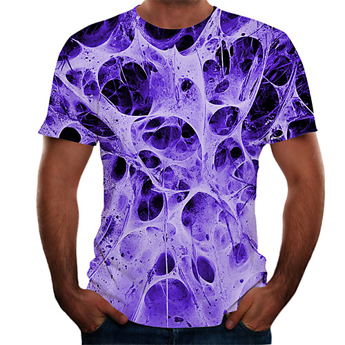 

Men's Plus Size 3D Graphic T-shirt Basic Daily Weekend Round Neck Purple / Short Sleeve