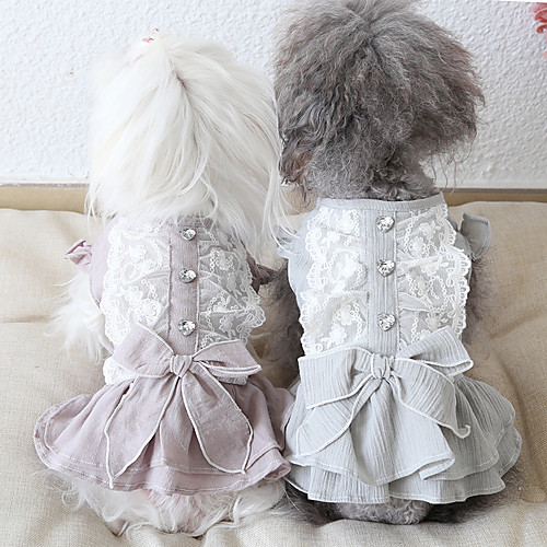 

Dog Dress Lace Bowknot Casual / Sporty Cute Sports Casual / Daily Dog Clothes Puppy Clothes Dog Outfits Warm Pink Green Gray Costume for Girl and Boy Dog Cotton XS S M L XL