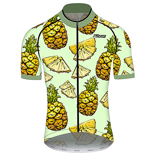 

21Grams Men's Short Sleeve Cycling Jersey Spandex Forest Green Solid Color Tropical Flowers Fruit Bike Jersey Top Mountain Bike MTB Road Bike Cycling UV Resistant Quick Dry Breathable Sports Clothing