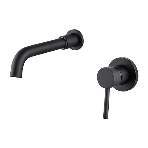 

Bathroom Sink Faucet - 2 Holes Black Bathroom Sink Mixer Tap Wall Mounted Modern Basin Faucet