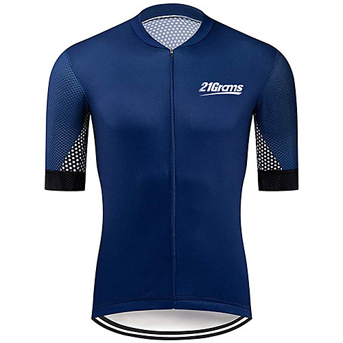 

21Grams Men's Short Sleeve Cycling Jersey Black / Blue Polka Dot Bike Jersey Top Mountain Bike MTB Road Bike Cycling UV Resistant Breathable Quick Dry Sports Clothing Apparel / Stretchy / Race Fit