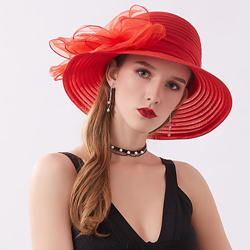 

Vintage Style Fashion Tulle / Straw Hats / Headwear with Bowknot / Trim / Ruffle 1 Piece Wedding / Outdoor Headpiece