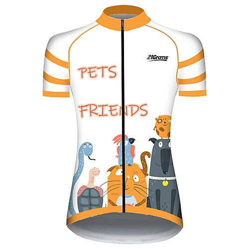 

21Grams Women's Short Sleeve Cycling Jersey Spandex OrangeWhite Snake Tortoise Animal Bike Jersey Top Mountain Bike MTB Road Bike Cycling UV Resistant Breathable Quick Dry Sports Clothing Apparel