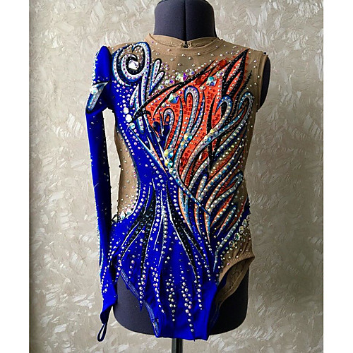 

21Grams Rhythmic Gymnastics Leotards Artistic Gymnastics Leotards Women's Girls' Kids Leotard Spandex High Elasticity Breathable Handmade Long Sleeve Competition Dance Rhythmic Gymnastics Artistic