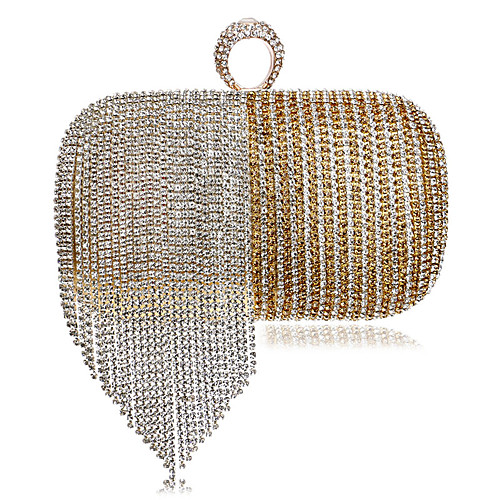 

Women's Bags Polyester Alloy Evening Bag Crystals Tassel Color Block Wedding Party Event / Party Wedding Bags Black Blue Red Gold / Fall & Winter