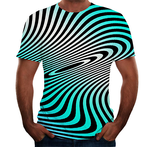 

Men's T shirt Graphic 3D Plus Size Short Sleeve Daily Tops Basic Light Blue