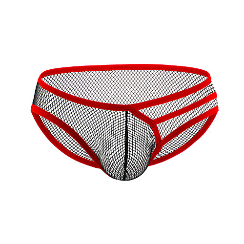 

Men's Mesh Briefs Underwear - Normal Mid Waist Black White Yellow M L XL