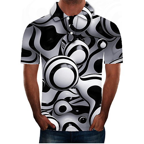 

Men's Plus Size 3D Graphic Polo Street chic Exaggerated Daily Going out Shirt Collar Black / Short Sleeve
