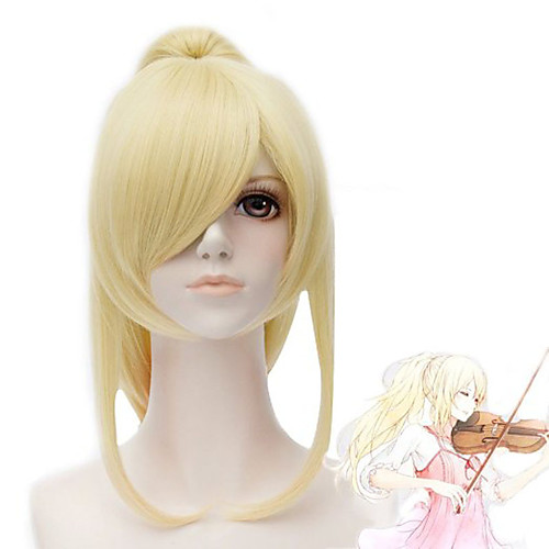 

Your Lie in April Miyazono Kaori Cosplay Wigs Women's Asymmetrical 19 inch Heat Resistant Fiber kinky Straight Yellow Adults' Anime Wig