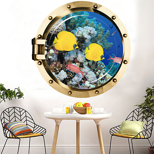 

Deep Sea Yellow Croaker Wall Sticker Multicolor Flat Removable Underwater World 3D PVC Wallpaper Home Decorations