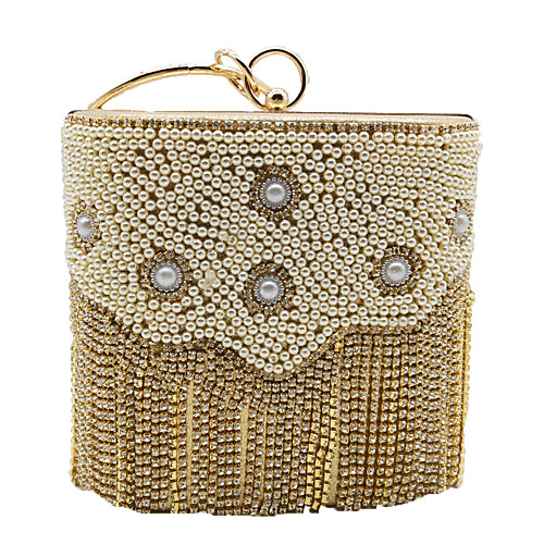 

Women's Crystals / Tassel Alloy Evening Bag Geometric Pattern Gold