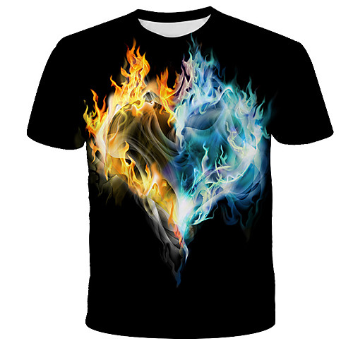 

Men's 3D Animal Wolf Print T-shirt Street chic Exaggerated Daily Holiday Round Neck Black / Short Sleeve