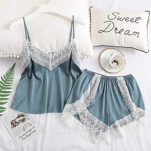 

Women's Round Neck Suits Pajamas Color Block