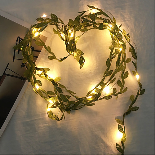 

1X 2M 20Leds Fairy Leaf String Light Warm White Flexible Holiday Lights Copper Wire String Lamp For Wedding Party DIY Decoration (come with out battery)