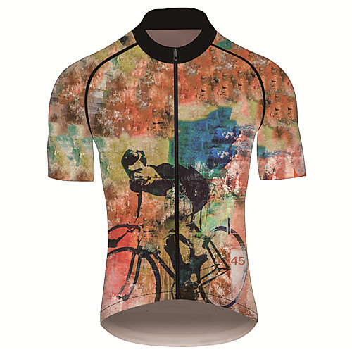 

21Grams Men's Short Sleeve Cycling Jersey Spandex Black / Yellow Retro Tie Dye Bike Jersey Top Mountain Bike MTB Road Bike Cycling UV Resistant Breathable Quick Dry Sports Clothing Apparel / Stretchy