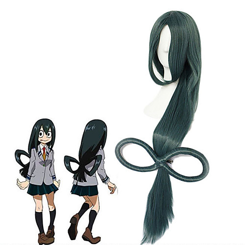 

My Hero Academia Boko No Hero Asui Tsuyu Cosplay Wigs Women's Asymmetrical 40 inch Heat Resistant Fiber Plaited Green Adults' Anime Wig