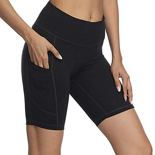 

Women's High Waist Yoga Shorts Solid Color Black Running Fitness Gym Workout Shorts Sport Activewear Quick Dry Butt Lift Tummy Control High Elasticity Slim