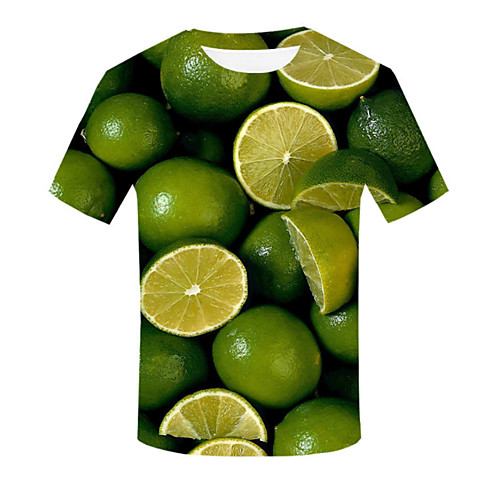 

Men's 3D T-shirt Daily Round Neck Green / Short Sleeve