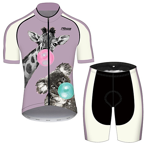 

21Grams Men's Short Sleeve Cycling Jersey with Shorts Violet Animal Giraffe Koala Bike Clothing Suit UV Resistant Breathable 3D Pad Quick Dry Sweat-wicking Sports Animal Mountain Bike MTB Road Bike