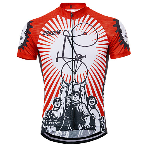 

21Grams Retro Novelty Men's Short Sleeve Cycling Jersey - Red / White Bike Top UV Resistant Breathable Quick Dry Sports Terylene Mountain Bike MTB Road Bike Cycling Clothing Apparel / Micro-elastic