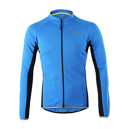 

Arsuxeo Men's Cycling Jersey Cycling Jacket Winter Fleece Polyester Bike Jersey Top Thermal Warm Fleece Lining Breathable Sports Patchwork Black / Blue / Orange Mountain Bike MTB Road Bike Cycling