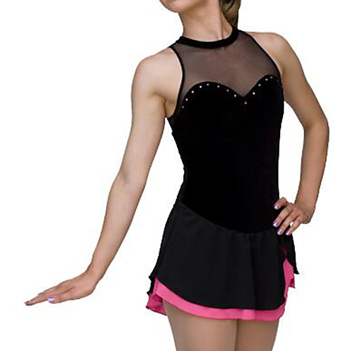 

Figure Skating Dress Women's Girls' Ice Skating Dress Black Spandex High Elasticity Competition Skating Wear Patchwork Crystal / Rhinestone Sleeveless Ice Skating Figure Skating / Kids