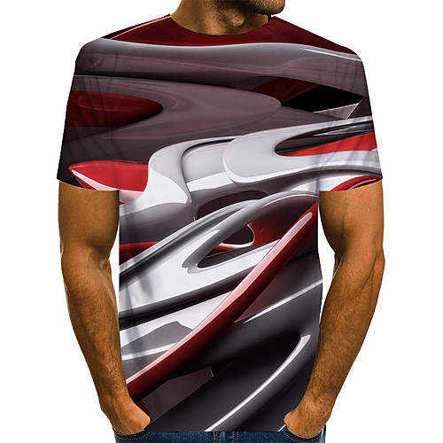 

Men's 3D T-shirt Basic Daily Round Neck Rainbow / Short Sleeve