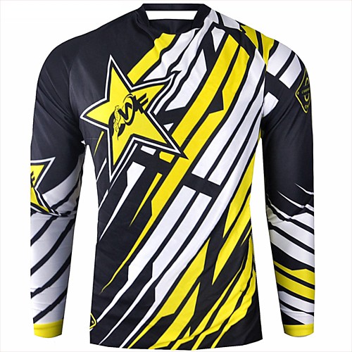 

CAWANFLY Men's Long Sleeve Cycling Jersey Downhill Jersey Dirt Bike Jersey Winter Black Stripes Novelty Bike Jersey Top Mountain Bike MTB Quick Dry Breathable Sports Clothing Apparel / Expert