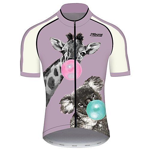 

21Grams Men's Short Sleeve Cycling Jersey Violet Animal Bike Jersey Top Mountain Bike MTB Road Bike Cycling UV Resistant Breathable Quick Dry Sports Clothing Apparel / Stretchy