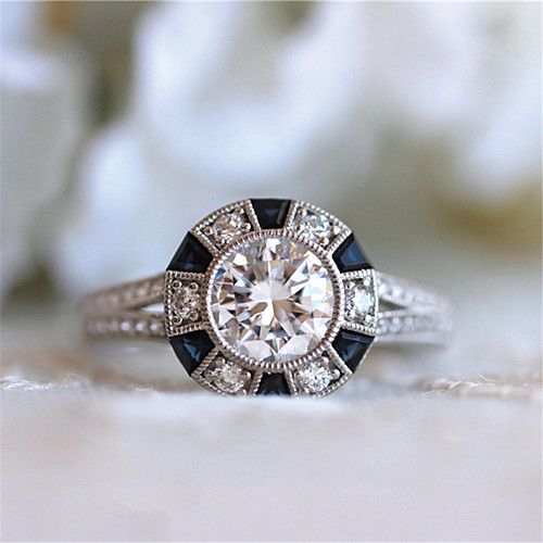 

Women's Ring Synthetic Sapphire 1pc Blue Alloy Luxury Vintage Wedding Party Evening Jewelry Retro Wearable