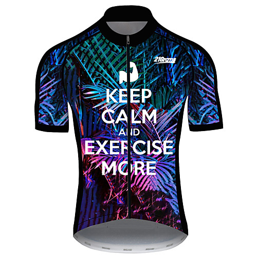 

21Grams Men's Short Sleeve Cycling Jersey Spandex Blue Gradient Novelty Floral Botanical Bike Jersey Top Mountain Bike MTB Road Bike Cycling UV Resistant Breathable Quick Dry Sports Clothing Apparel