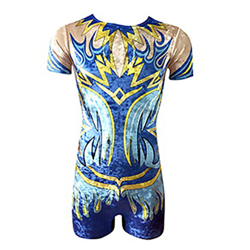 

Rhythmic Gymnastics Leotards Artistic Gymnastics Leotards Men's Leotard Spandex High Elasticity Handmade Short Sleeve Competition Dance Rhythmic Gymnastics Artistic Gymnastics Blue