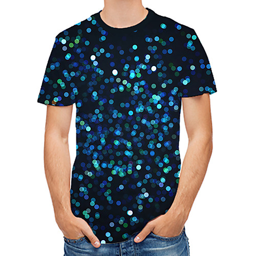 

Men's Polka Dot Color Block Print T-shirt Street chic Punk & Gothic Daily Club Round Neck Navy Blue / Short Sleeve