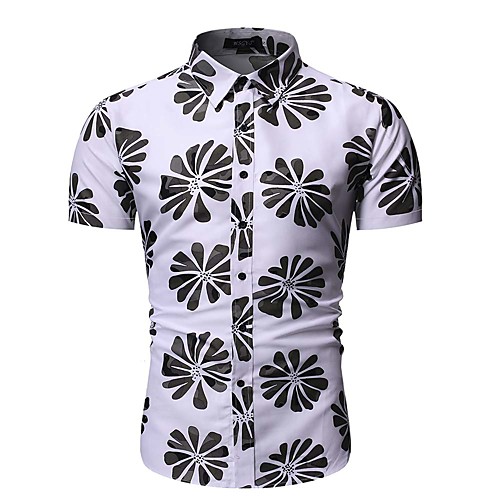 

Men's Floral Graphic Shirt Daily White / Brown / Short Sleeve
