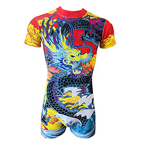

Rhythmic Gymnastics Leotards Artistic Gymnastics Leotards Men's Leotard Spandex High Elasticity Handmade Short Sleeve Competition Dance Rhythmic Gymnastics Artistic Gymnastics Blue