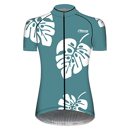 

21Grams Women's Short Sleeve Cycling Jersey Spandex Mint Green Solid Color Floral Botanical Bike Jersey Top Mountain Bike MTB Road Bike Cycling UV Resistant Breathable Quick Dry Sports Clothing