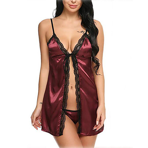 

Women's Mesh Suits Nightwear Solid Colored Wine Purple Blue S M L