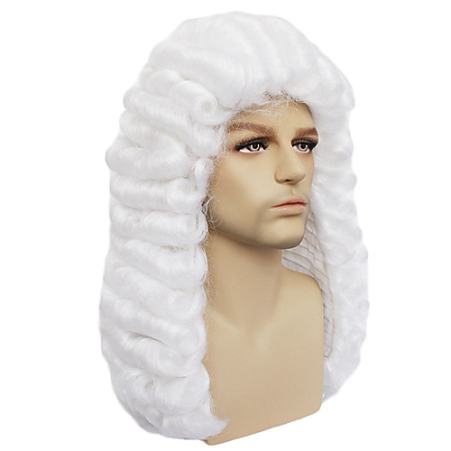 

Cosplay Judge Cosplay Wigs Men's Women's Layered Haircut 16 inch Heat Resistant Fiber Curly White Adults' Anime Wig