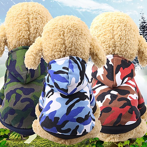 

Dog Cat Hoodie Winter Dog Clothes Red Green Blue Costume Husky Corgi Beagle Cotton Camouflage Casual / Daily Simple Style XS S M L XL XXL